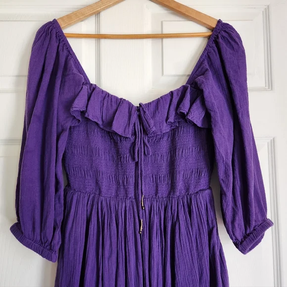 Free People Oasis Midi Dress Petunia Purple Size Medium Cotton Sundress
